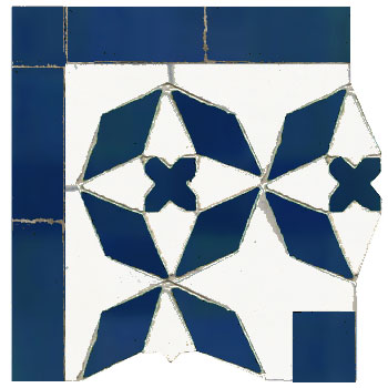 Mosaic House Moroccan tile Diamond Corner 26-15 Polar White Cobalt Blue  zellige, mosaic, zellij, border, glaze, classic 